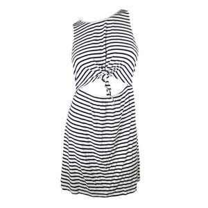 Aerie Dress Navy Striped Cutout Tie Waist Casual Tank Dress L